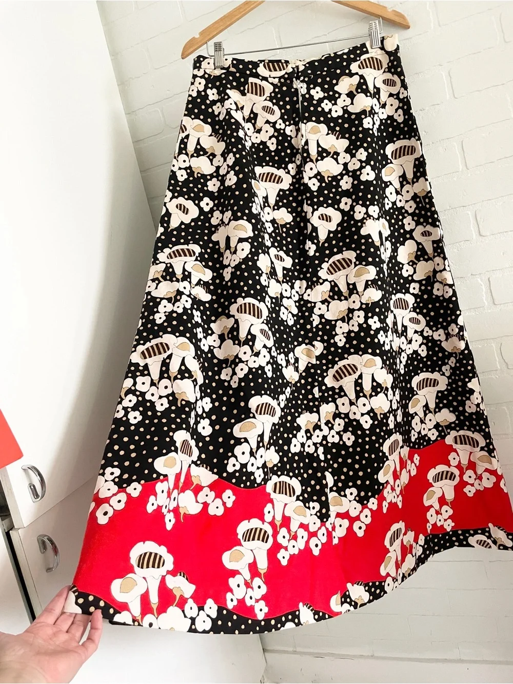 Vintage Holt Renfrew Italy Cotton Mod Botanical Maxi Skirt Editorial Size L - Picture 12 of 16